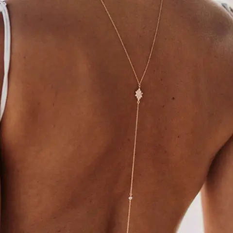 1pc Fashionable Sexy Teardrop Backless Fringe Chain Necklace, Women's V-Necklace, European and American Bride Style Body Chain, Party Essential, Body Jewellery