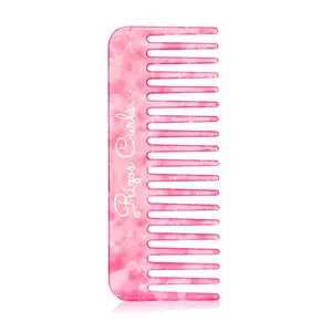 Rizos Curls Wide Tooth Styling Comb - Pink, Durable, Haircare, Smooth, Ideal for Styling Hair Rizos Curls Wide Tooth Styling Comb - Pink, Durable, Haircare, Smooth, Ideal for Styling Hair