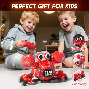 kuvatrix RC Robot Crab Toy, Rechargeable Crab Robot with LED Lights & Music, Fast Crawling 360° Stunt Rotation, Crab Toys for Kids Ages 3+, Gift for Boys & Girls