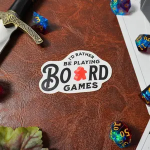 I'd Rather Be Playing Board Games Sticker, Waterproof, Catan, Board Games, Funny Sticker, Gag, Dungeons and Dragons, Meeple