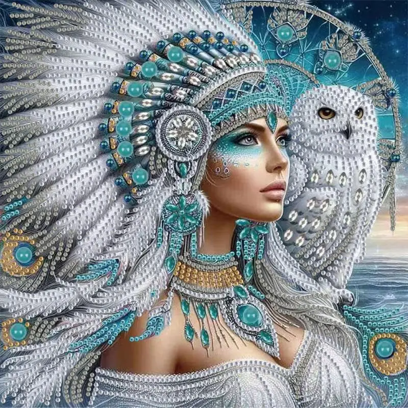 1 DIY diamond painting kit, beauty pattern crystal diamond special shape part mosaic handicrafts, Handcraft, diamond painting kit suitable for beginners, bedroom, office, living room wall decoration art, Christmas gifts, Canvas