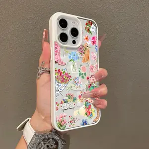 Magnetic Stylish Case for iPhone 17 16 E Pro Max 15 Plus 14 13 12 11 XS XR, Floral Collage with Boots and Dog Aesthetic | Shockproof, Silicone, Lightweight, Girly, and Scratch Resistant Protection