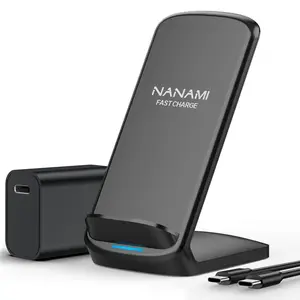 NANAMI Wireless Charger Stand - Fast Wireless Charging Stand with 20W USB C Charger Adapter for iPhone 16/15/14/13/12 Pro/Pro Max, 10W Mobile Phone Charging Dock for Samsung Galaxy S25/S25 ultra/S25 24/S2 3/S22 Cellphone Smartphone Electronic