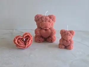 Valentine Day gift box, Gift candles for lovers: Bear (Large + Small) + Heart