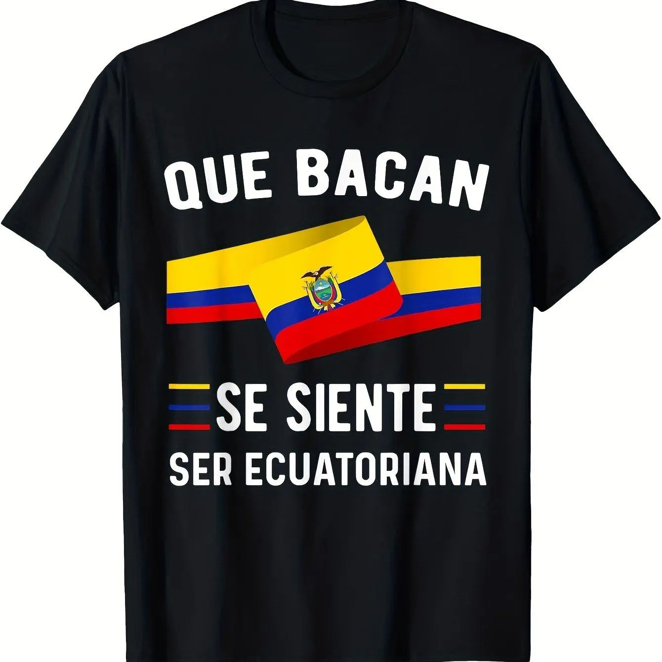 Women's Ecuador Flag Short-Sleeve Casual Round Neck Cotton T-Shirt, Ecuadorian Pride Casual T-Shirt for Women, Shortsleeve, Tshirt