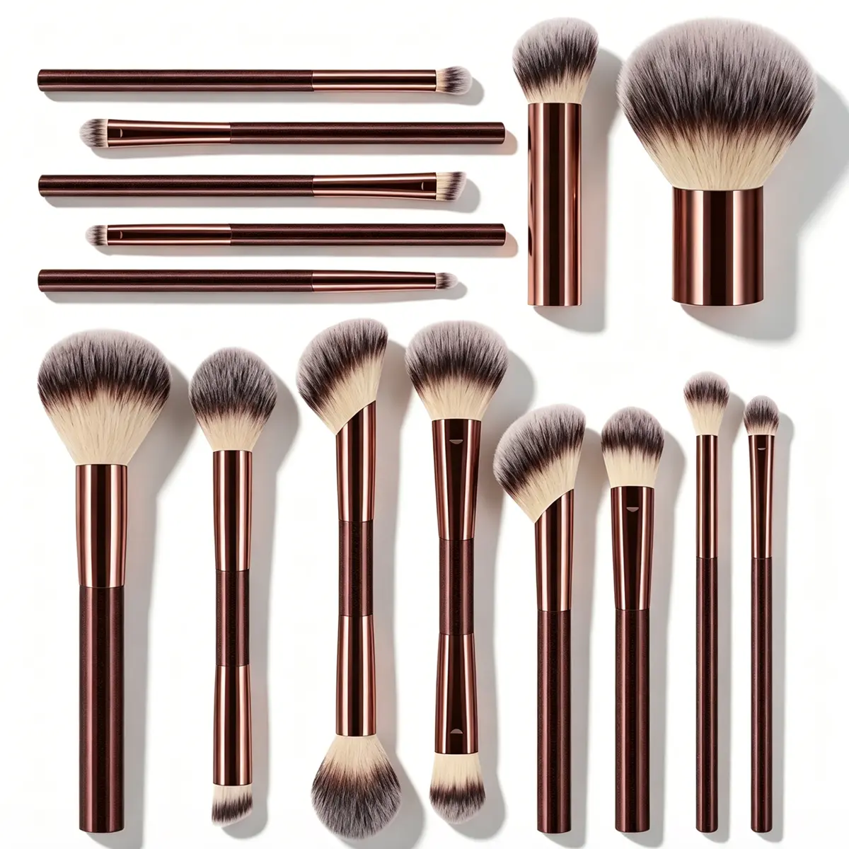 15-Piece Double-Ended Makeup Brush Set, Premium Synthetic Hair, Eyeshadow Blending Brushes, Professional Cosmetic Tools, Soft Bristles, Travel Kit for Daily Use & Gifting
