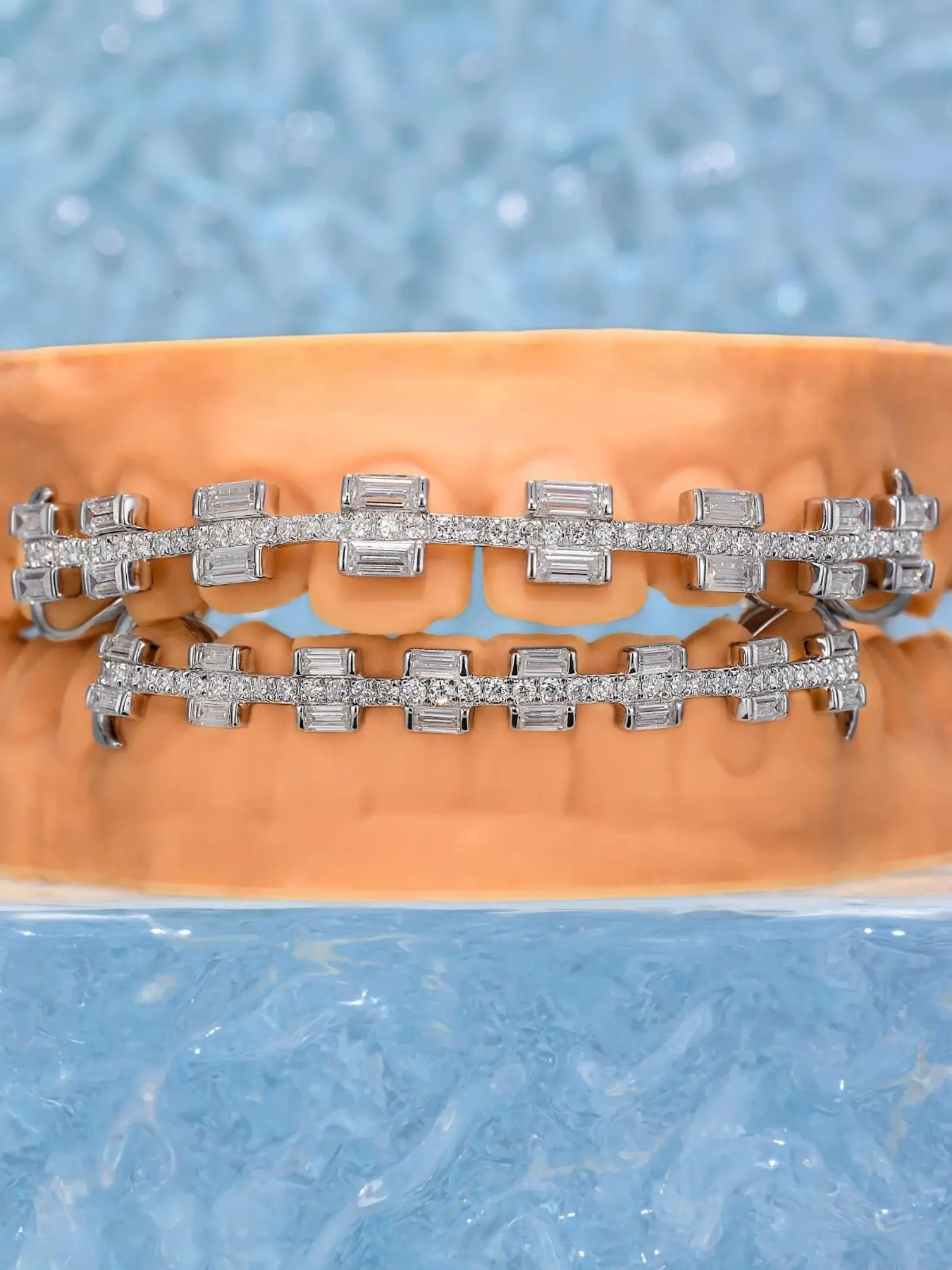 Hip Hop Teeth Set (2 Pieces), Steel Teeth Design, Copper Zircon, Shiny Teeth Jewelry, Teeth Accessory, Unisex Fashion Party Gift, All Seasons