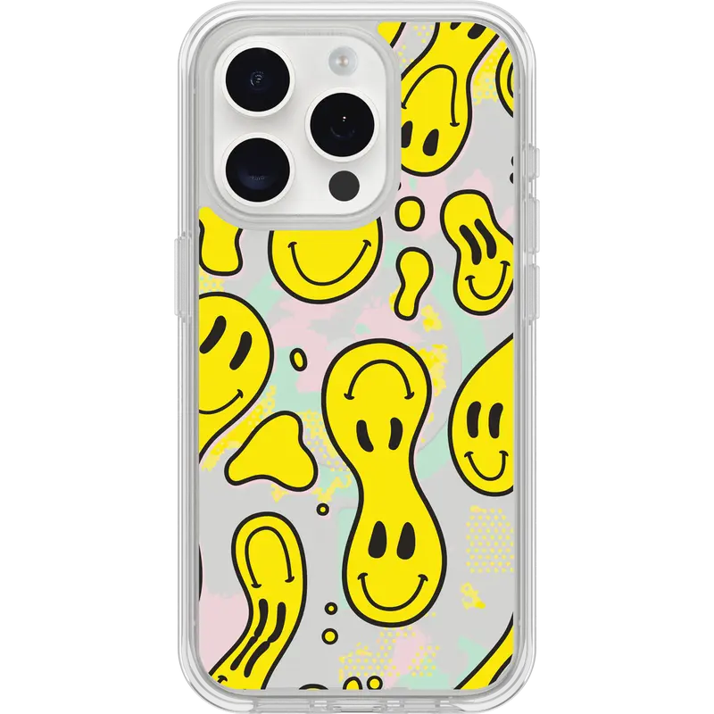 OtterBox iPhone 15 Pro Case Symmetry Series Clear for MagSafe Smiley Drip