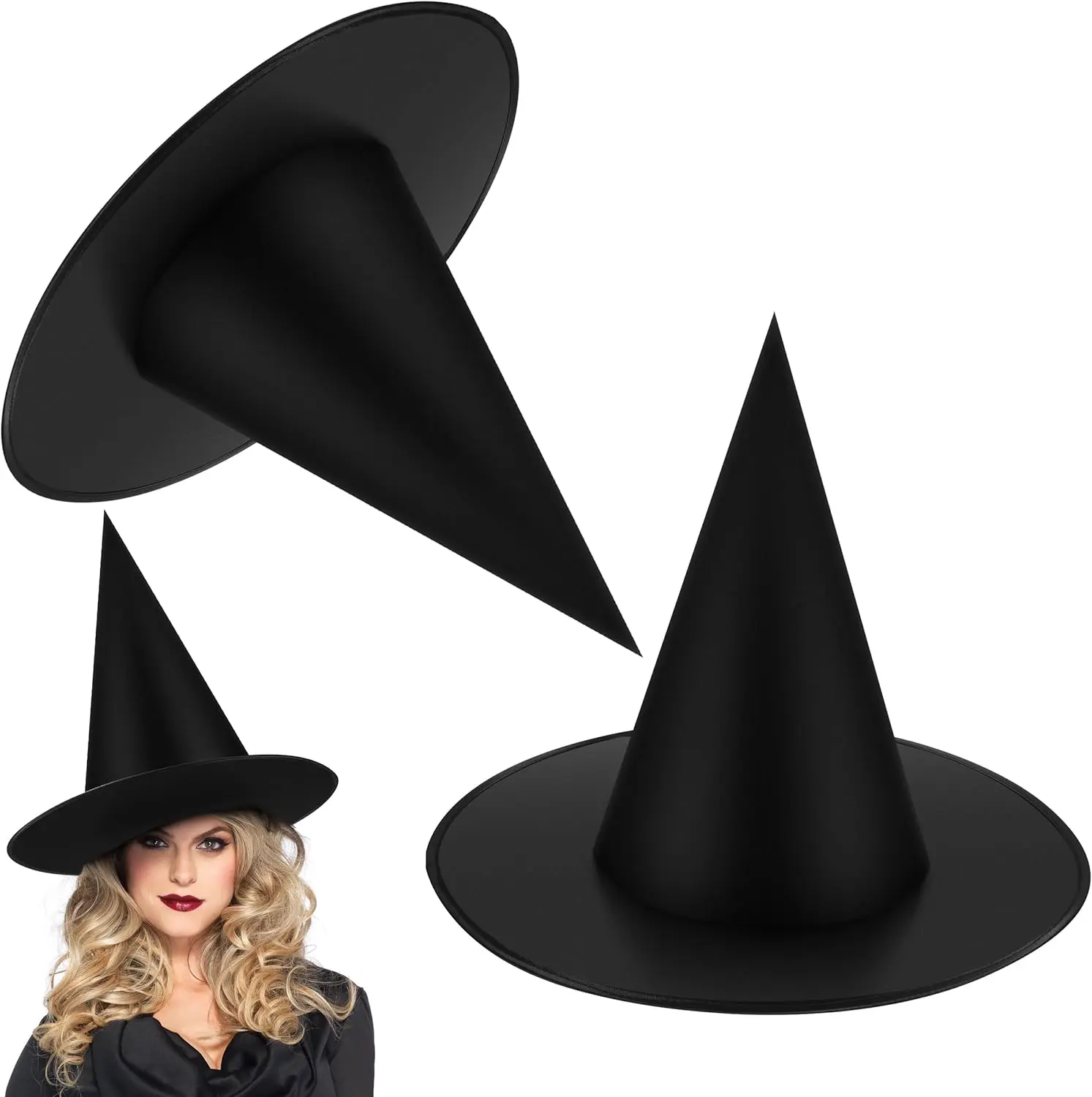2 Pack Black Halloween Witch Hat Floating Witch Hats Wizard Hat for Halloween Party Decorations