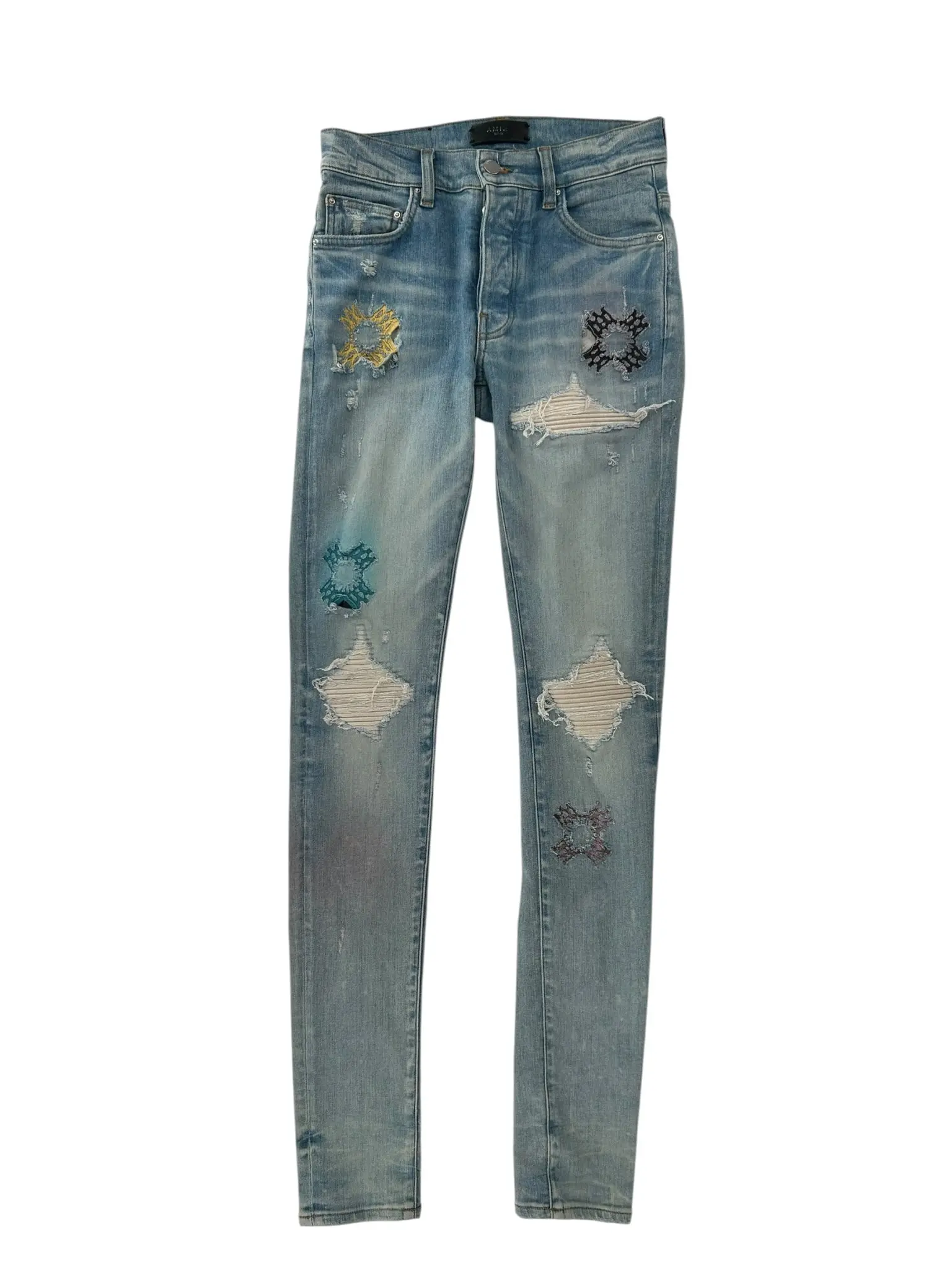 999196 Amiri Multicolor Quad Patch Denim Blue