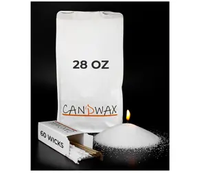 Pearled Candle Wax Sand 28 Oz - Unscented Candle Powder Plant-Based Clean Burning - Refillable Candle Pearls with 60 Wicks