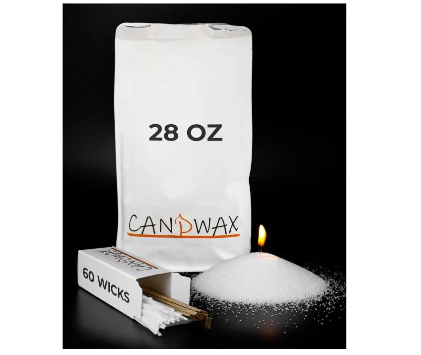 Pearled Candle Wax Sand 28 Oz - Unscented Candle Powder Plant-Based Clean Burning - Refillable Candle Pearls with 60 Wicks