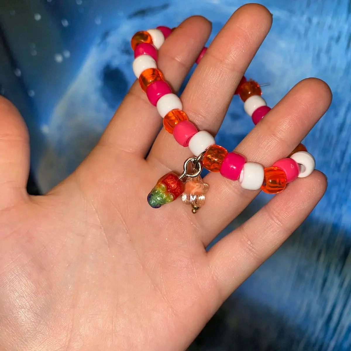 Lesbian/WLW Pride Skull Kandi Bracelet