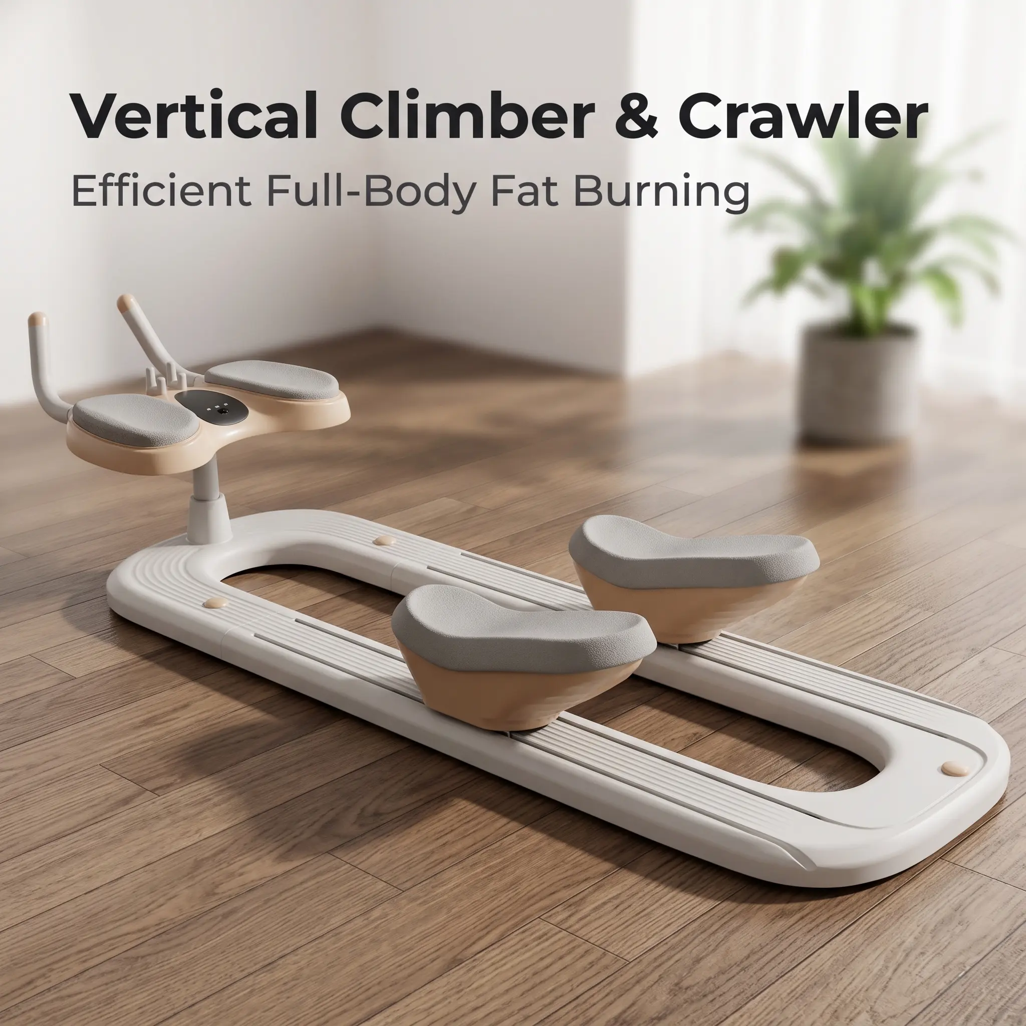Unisex Sliding Core Crawl Trainer - Home Gym Equipment with Digital Display Counter, Soft Foam Knee Pads, Hand Grips, Foldable Size for Waist Back Muscle & Full Body Indoor Training, Core Training, Low Impact, U-Shaped Base