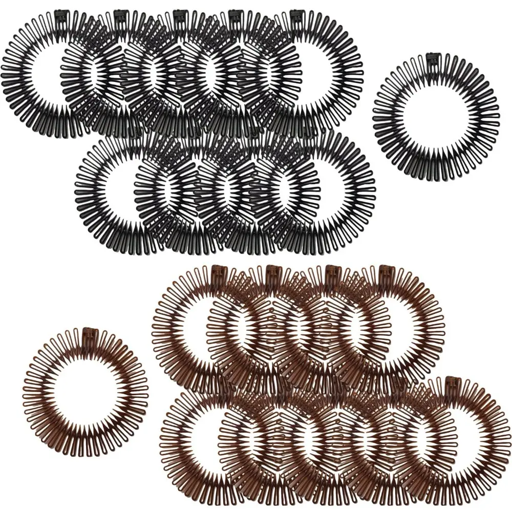 20 Pack Flexible Plastic Circle Tooth Headbands - Hair Wrap Holders for Women, Girls and Sports