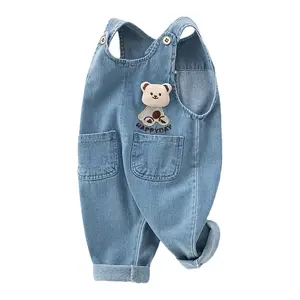 Baby Overalls 1-3 Years Old Unisex Spring Summer Lightweight Cartoon Toddler Jeans Pants Outdoor Stylish Kids Outfit