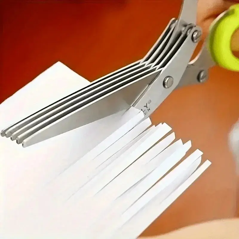 3-blade or 5-blade manual shredding scissors - portable shredder for handling hard-to-recycle waste paper, cutting paper, coriander, onions, green onions, and parsley