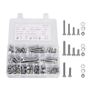 VEVOR 246 Pcs Bolts and Nuts Assortment Kit,  Imperial Screws and Flat Washers, Stainless Steel 1/4-20,5/16-18,3/8-16, Spring Lock Washers for Furniture / Equipment /Vehicle Assembly with Case