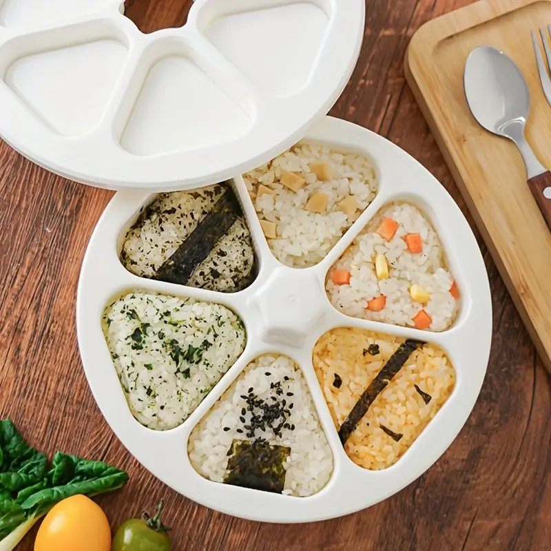 1pc 6-in-1 Versatile Triangle Sushi Maker - Easy-to-Use Onigiri Mold for Bento & Picnics - Durable Food Safe Rice Shaping Tool