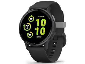 Garmin vivoactive 5 SPORTS & FITNESS Slate Aluminum Bezel with Black Case and Silicone Band Smartwatch 010-02862-10 - Slate