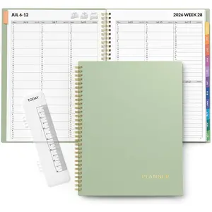 2026-2027 Appointment Book, Quarter-Hourly, Weekly & Monthly - from July 2026 to June 2027, 8.5"x11" Academic Planner, Flexible Cover, Note Pages, Bookmark, Spiral Binding, Sage Green