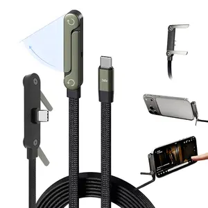 240W Fast Charging, Invisible Charger Cable with Holder Stand, Type-C Braided Design for Gaming, Office, and Travel, Auto Retractable Cable