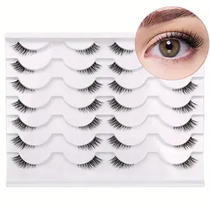 Half False Eyelashes Eyelash Extensions, 14 Pairs Wispy Volume Set Fluffy False Eyelashes Natural Volumized Faux False Lashes Lash Extensions with Zona Pellucida, Music Festival Makeup Essentials, Eye Makeup Products, Eyelashes Extensions Kit