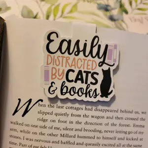 Easily Distracted By Cats & Books Magentic Bookmark