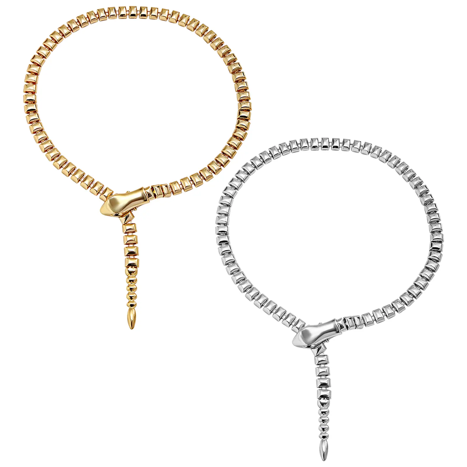OIDEA Women's Anti-Rust Coated Brass Gold-Plated Snake Motif Cuban Link Chain Choker - Adjustable Punk Rock Chain Jewelry Necklace with Sliding Clasp, Halloween Aesthetic Gothic Witch Gift for Cocktail Parties, Fashion Necklace, Chain Jewelry Necklaces