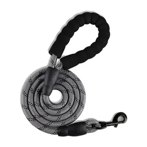 Heavy-Duty Blue Dog Leash for Medium & Large Dogs – Strong Rope Lead with Soft Padded Handle & High-Visibility Reflective Stitching