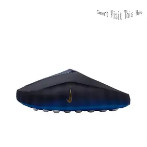 Bold Gradient Black & Blue Slip-On Slippers, Perforated Chunky Foam Clogs with Metallic Gold Detail, Casual Footwear for Streetwear & Night Vibes