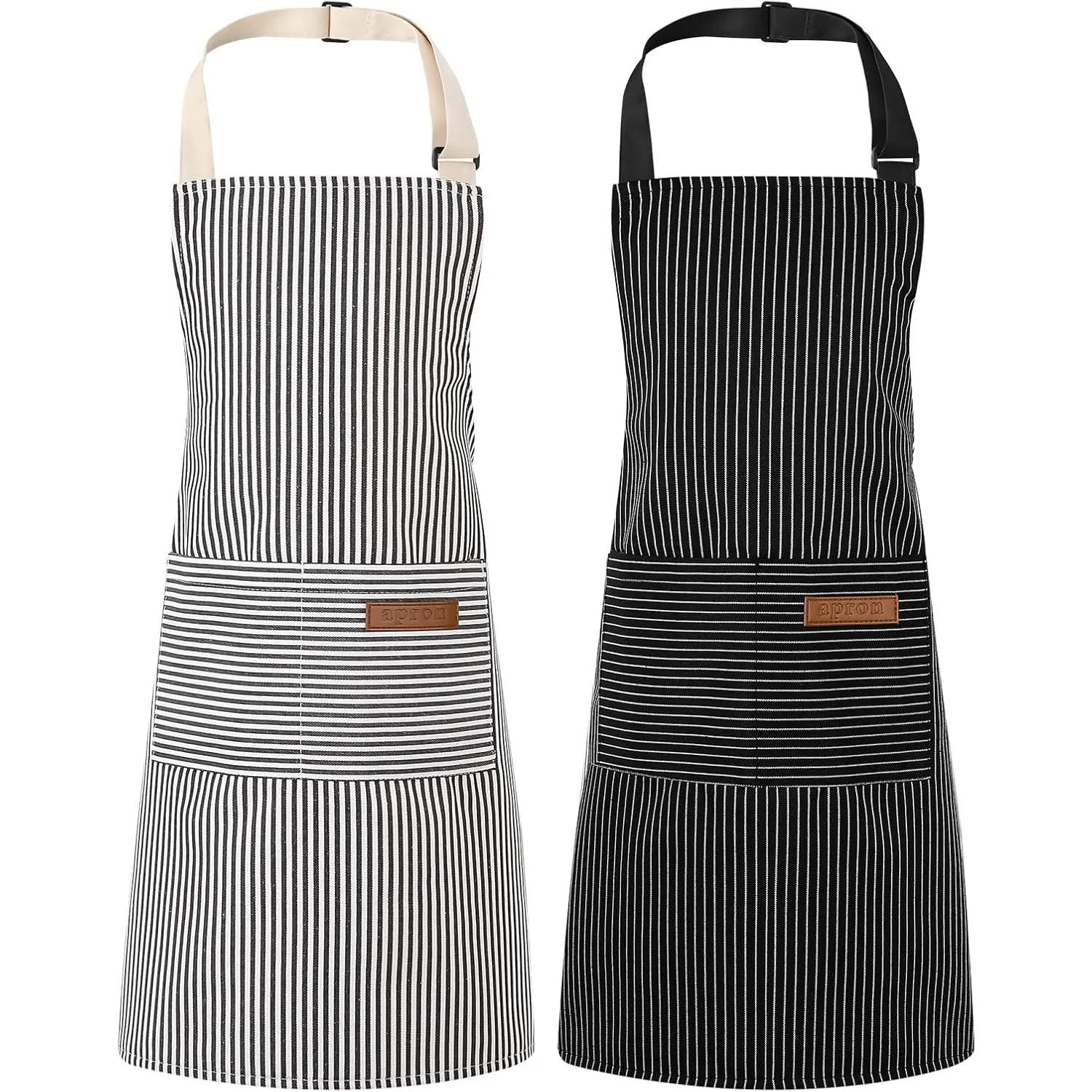 2 Pack Stripes Kids Apron  Cooking Aprons with Pockets Cute for Boys and Girls
