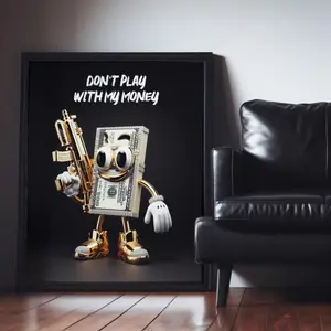 Money Quote Art Poster – Dollar Bill Inspired  Wall Print on High-Quality , Designed for Bedroom or Office Décor with a Bold Financial Motif.