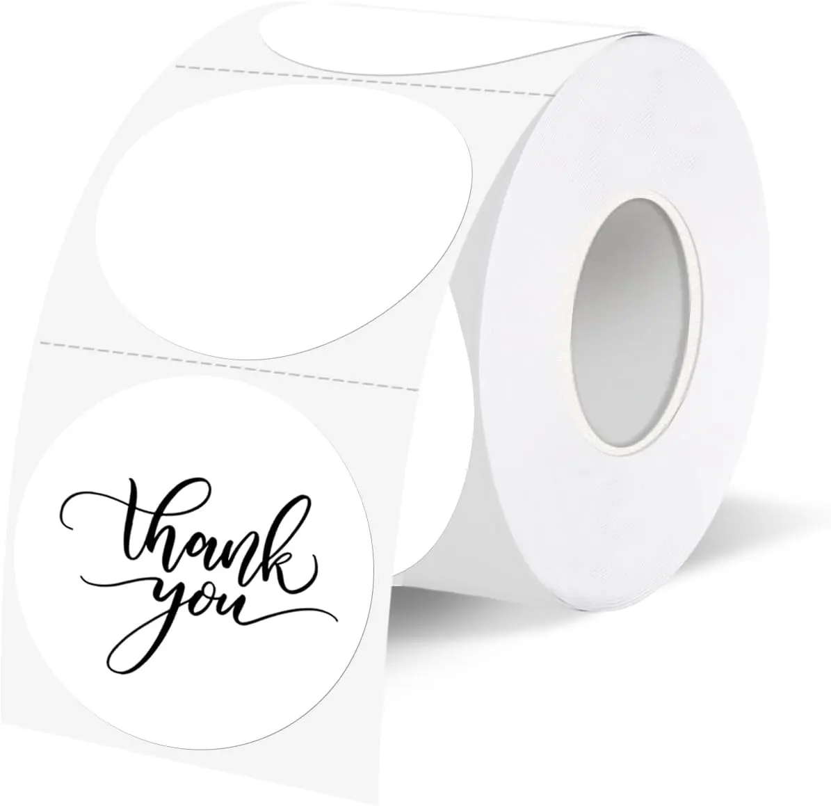 1.5 Inch White Round Thermal Sticker Labels, Self-Adhesive Circle Direct Thermal Labels, /Removable- Perforation Line Design- 350 count/ 1.5 Inch