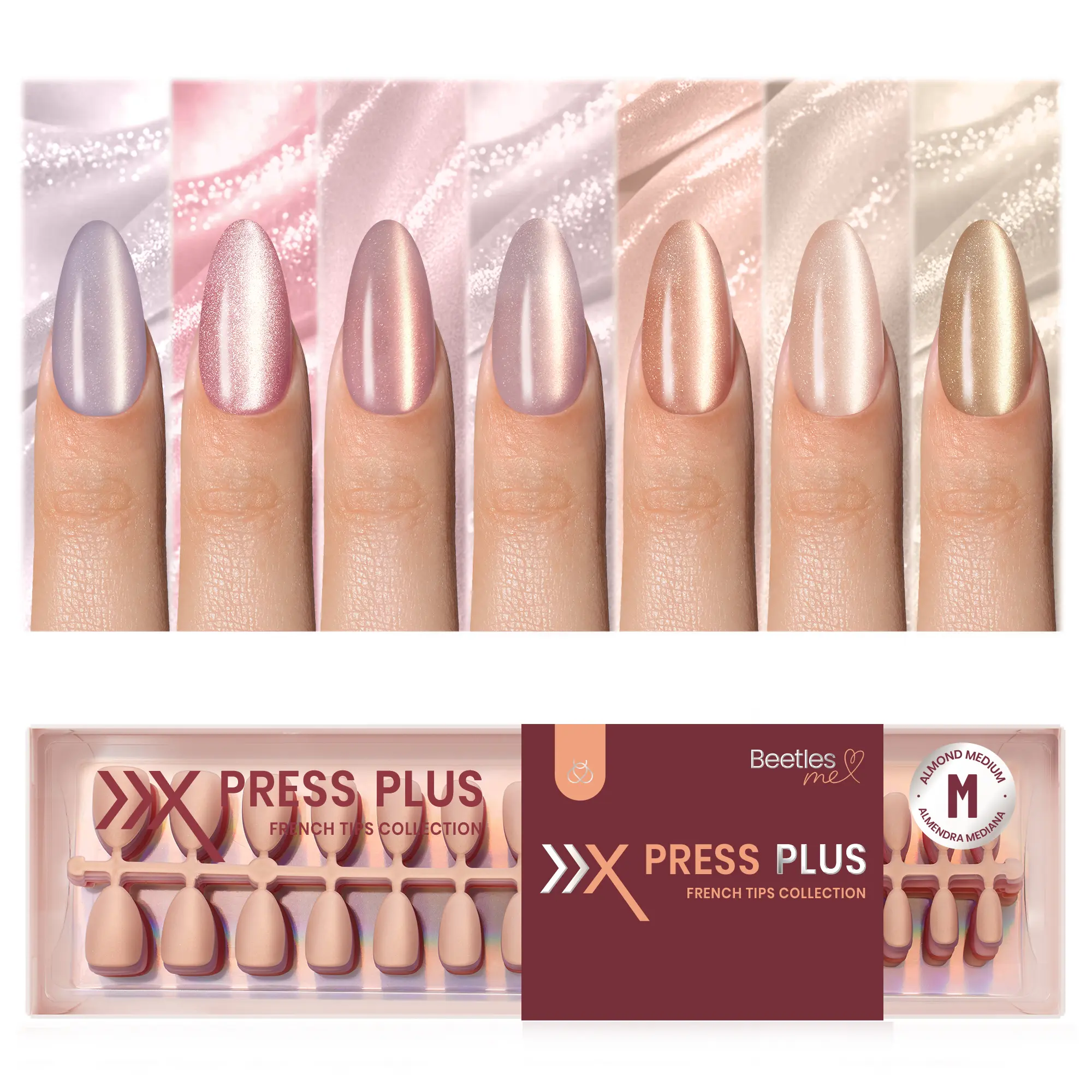 MediumAlmond【ChampagneAurora】16Sizes224Pcs【OnlyTip