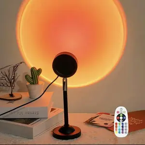 Sunset Projection Lamp, Aurora Projector Lamp, RGB 16 Color Changing Ambient Light with Remote Control, USB Powered Table Lamp for Home Bedroom Decor, Photography, Selfie, Colorful Ambient Light, Adjustable Brightness Lights
