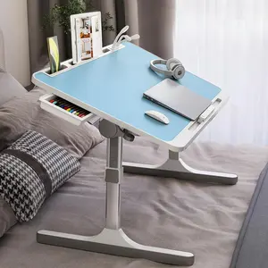 Ergonomic Laptop Bed Desk with USB Ports Fan & Light Adjustable Portable Lap Desk with Storage Drawer for Reading Writing Eating on Bed Couch Ideal Gift