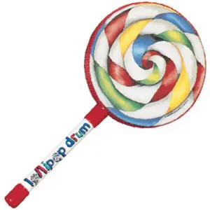 212 MAIN Handheld 10-in. Round Unisex Lollipop Percussion Frame Drum, Easy-to-Play Musical Toy for Rhythm Band Instruments (Age 3+)