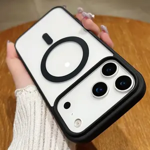 Magnetic Case For iPhone 17 17Pro 17Pro Max 17Air 16 15 14 13 12 11 Pro Max Plus Xs Max clear acrylic Compatible With MagSafe, Translucent Matte BackShockproof Phone Cover Frosted Clear Protection Protective Smartphone Cellphone Protector Screen Protector