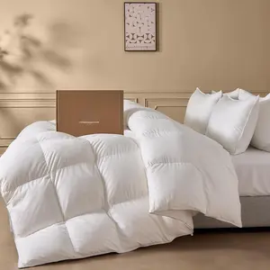 Goose  Down Fiber Comforter  Size,  White Duvet Insert, Buttery-Soft and Breathable, Cloud-Like Loft,  Season Hotel Luxury Bedding, 8 Corner Tabs, 106" x 90"
