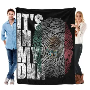 It's In My DNA Mexican Proud Hispanic Gift Mexico Flag Blanket Gift for Girls Boys Women Super Soft Flannel Blanket for Sofa Couch Bed Camping Travel - Plush Warm Home Decor for All Seasons