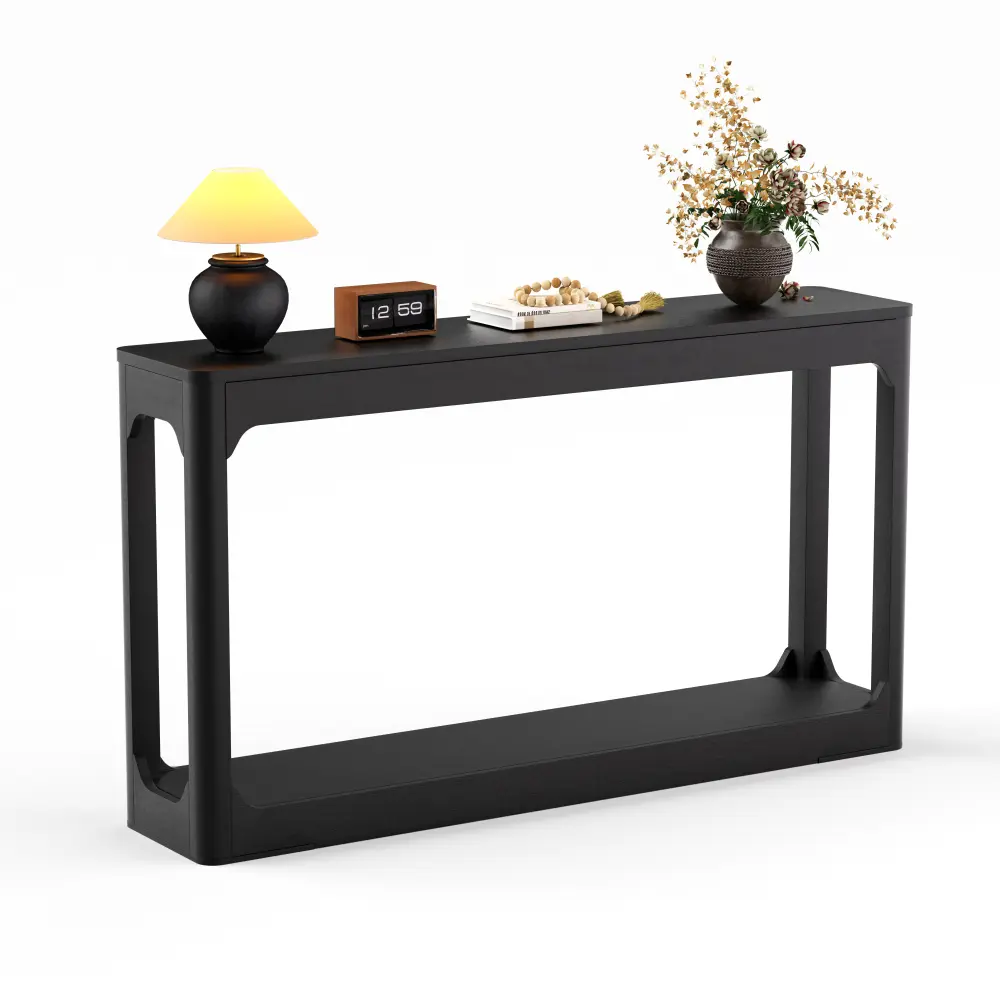 55.1-Inch Slim Console Table with Curved Legs, Narrow Sofa Table for Entryway, Hallway, or Living Room