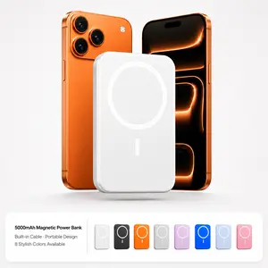 ArtCyber 5000mAh Magnetic Wireless Power Bank, Portable Charger with USB-C Input/Output, Compact Backup Battery Pack for Compatible Smartphones, Magnetic Ring Included