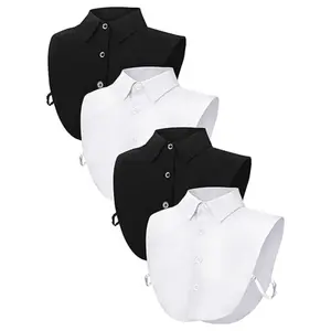 4PCS Fake Collar Detachable False Dicky Collar Half Shirts Round for Women Outfits Halloween Costume Accessories