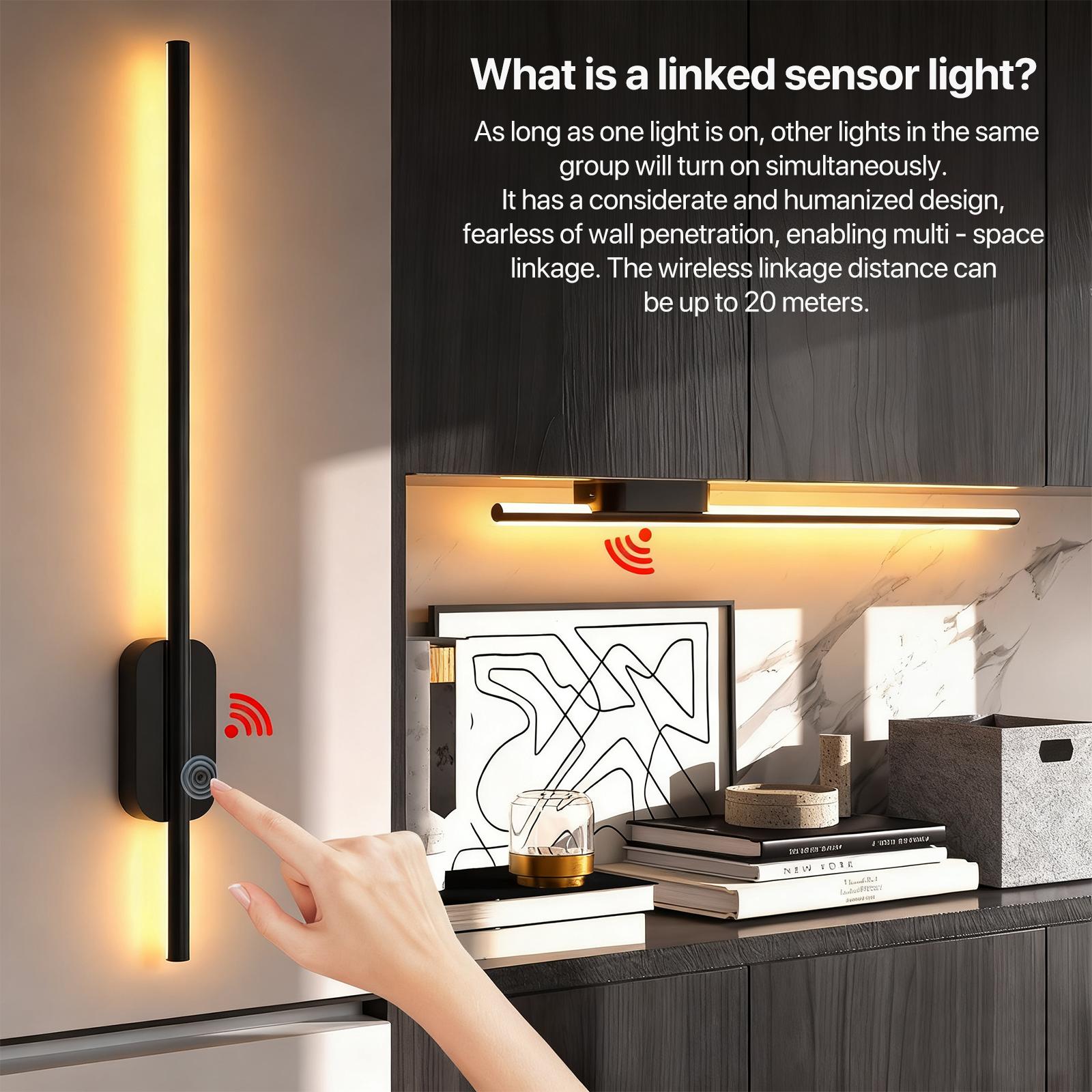 GLITGATE Battery Operated Wall Sconce Set of 2, Dimmable Battery Wall Sconce with Remote Control,3000K-6500K LED Wireless Wall Light for Bedroom,Living Room,  Black(2 Pack)