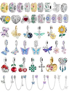 Whimsical European Style Spacer and Dangle Charms with Floral and Insect Motifs in Copper for Women’s DIY Jewelry and Stacking