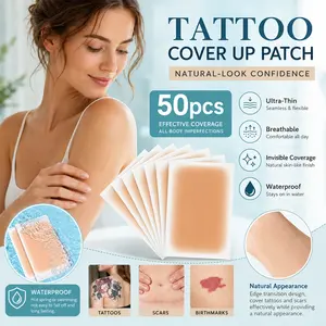 50 Pcs Tattoo Cover Up Patch for Covering Tattoos Scars Birthmarks,Ultra-Thin Breathable Scar cover up patch, Invisible Skin Tone Concealer Sticker,Waterproof sweatproof tattoo cover,Long lasting Easy to use and remove without residue