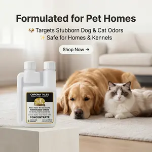 Chroma Tales Concentrated Pet Odor Control - Helps Neutralize Dog & Cat Urine Smells. Non-Enzyme Home & Kennel Deodorizer for Carpets & Floors. Fresh Apricot Scent, 3.5oz