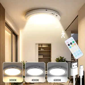 Rechargeable Motion Sensor Ceiling Light with Remote - Magnetic Wireless Ceiling Light Battery Powered for Closet Shower Stairs Shed Hallway ect