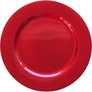Set of 6 13 Inch Red Charger Plates Serving Plate Chargers for Dinner Table Wedding Events